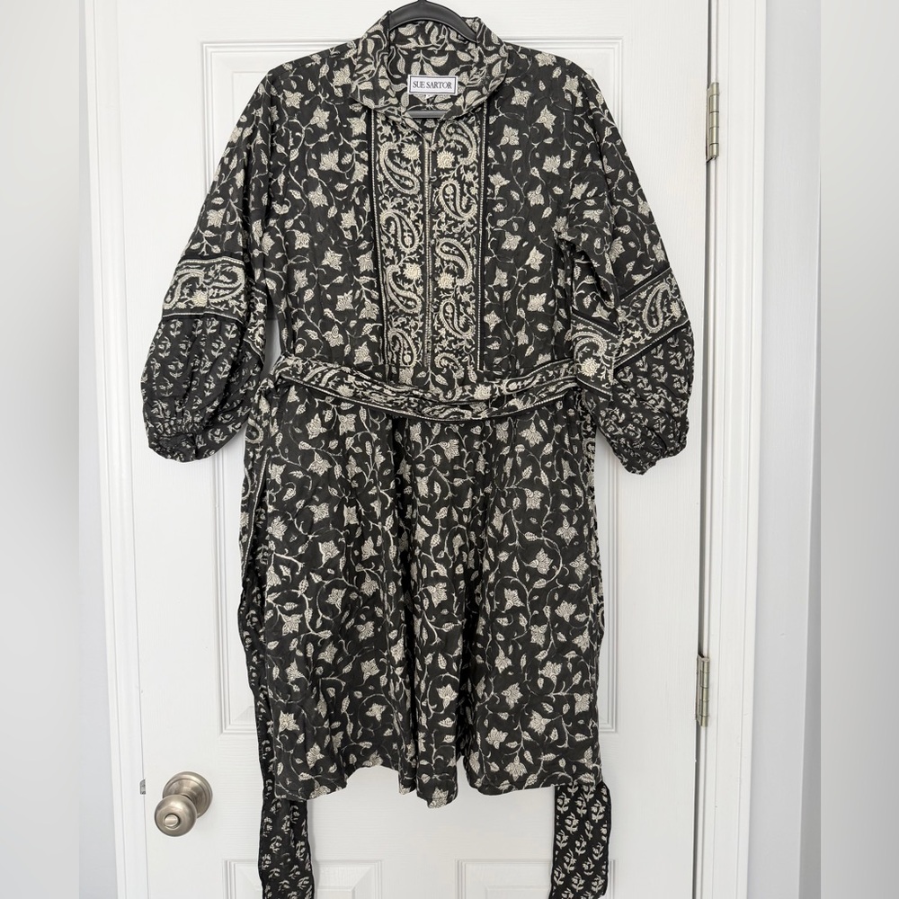 Sue Sartor Size M • Gray Boho Lined Dress.